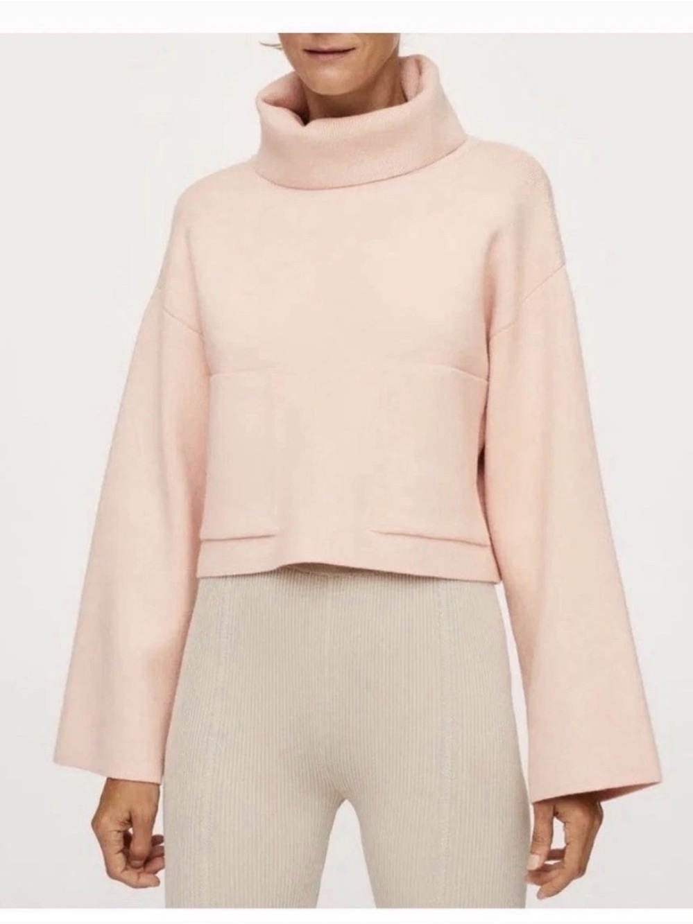 Mango Blush Pink High Cowl Neck Sweater - Picture 2 of 5
